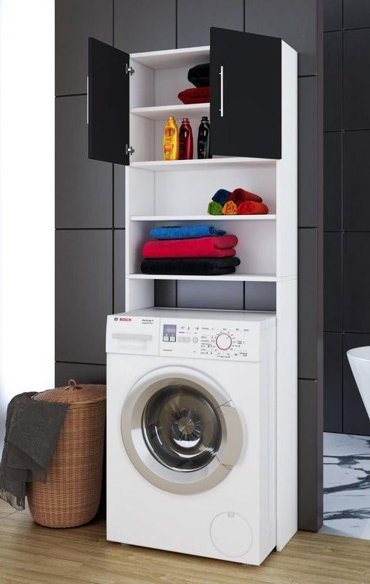 2 VCM Wasmachinekasten - Wit/Zwart - Gebruikt, Huis en Inrichting, Kasten | Overige, Ophalen, Gebruikt