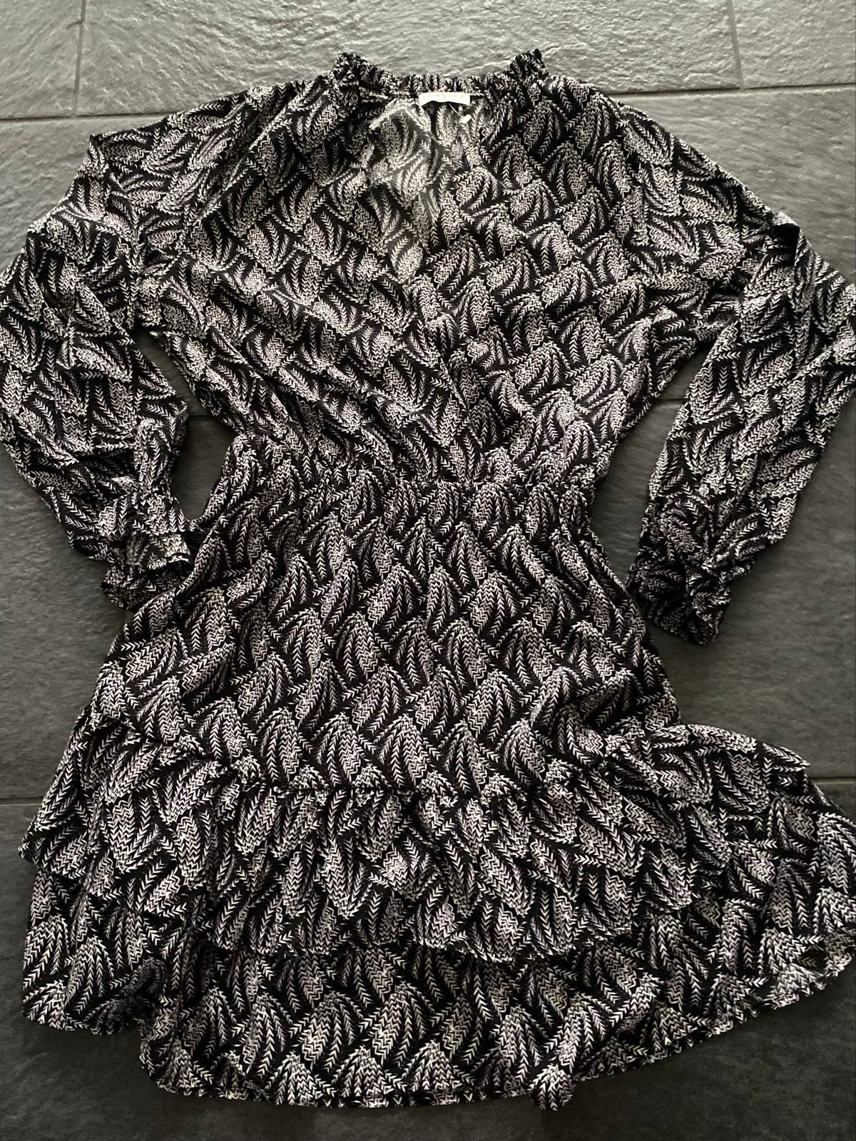 Loavies jurk met bladprint - Maat XS, Zwart, Ophalen of Verzenden, Zo goed als nieuw, Maat 34 (XS) of kleiner