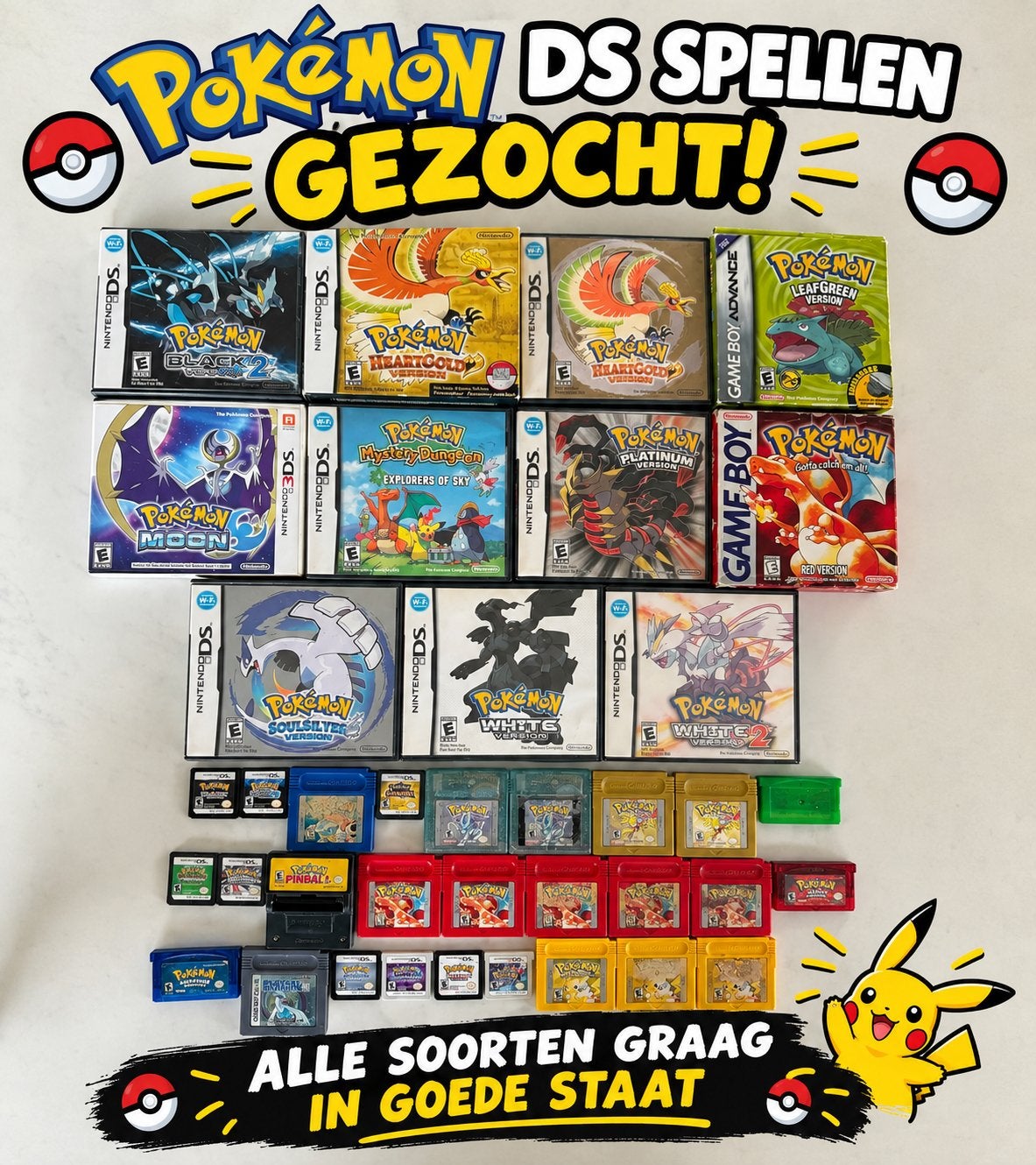 Pokémon DS Spellen Gezocht – Alle Pokémon Games –Goede Staat, Spelcomputers en Games, Ophalen, Overige genres, 1 speler, Zo goed als nieuw