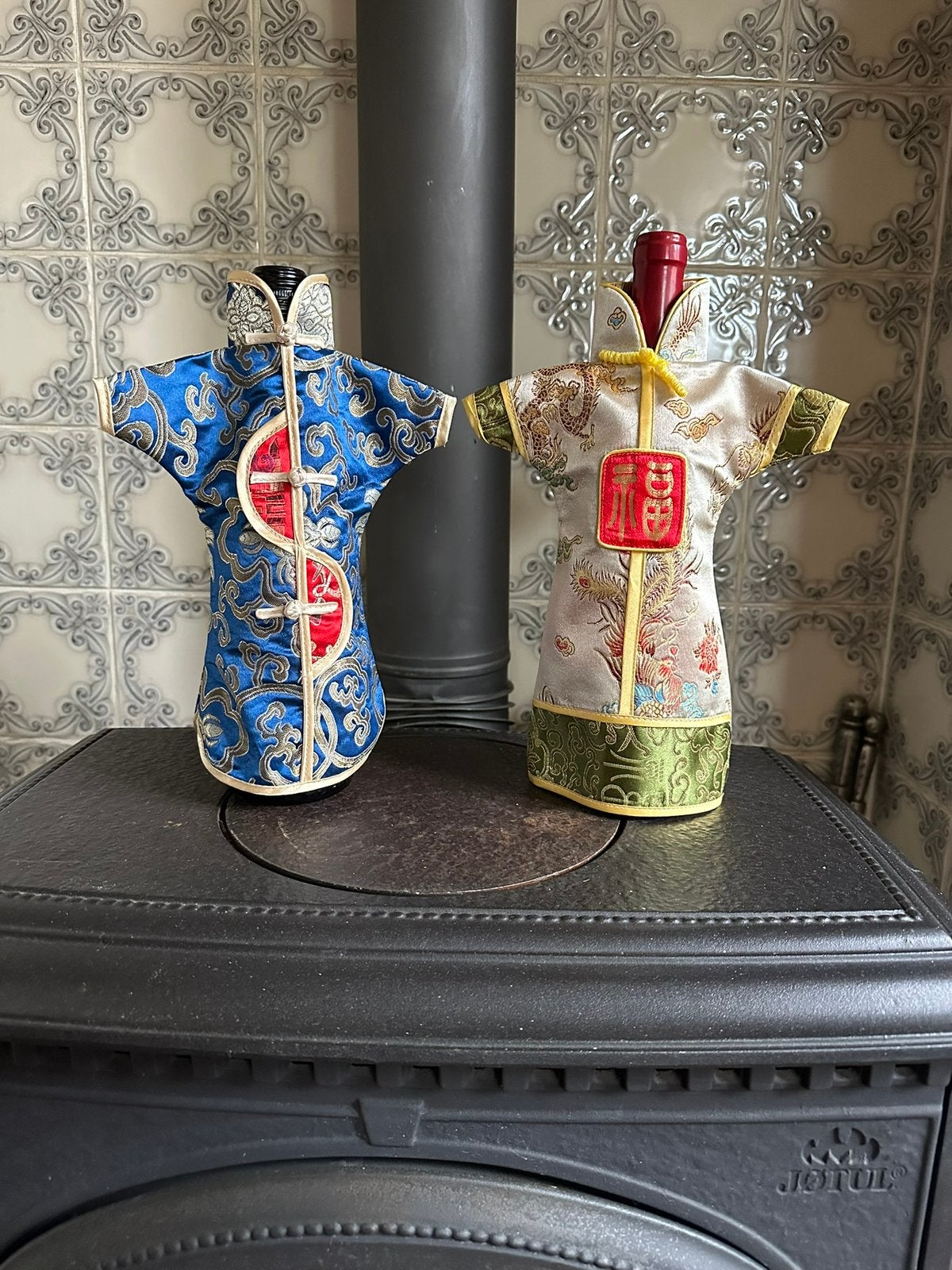 2 x Mini kimono ter decoratie of cadeauverpakking wijnfles, Meerkleurig, Nieuw, Ophalen of Verzenden, Oosters