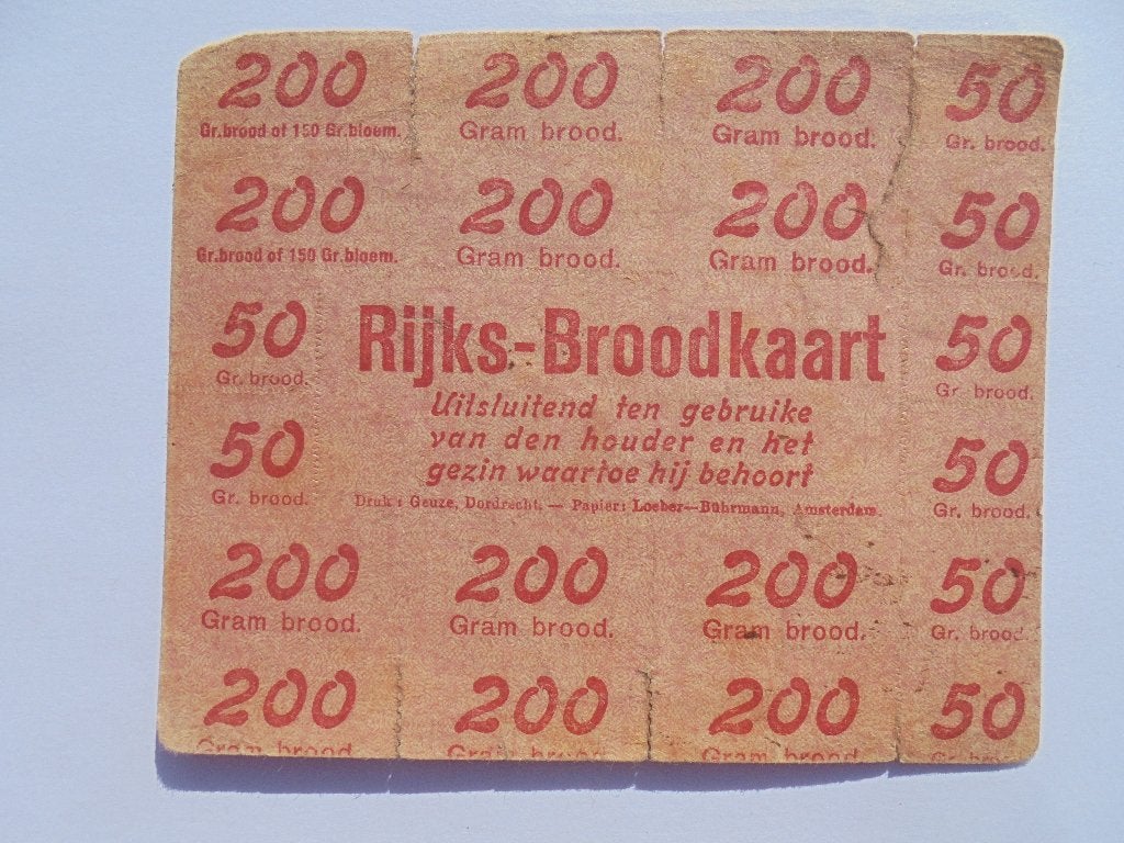 Rijks-Broodkaart WO1 Nederland - Voedselschaarste Bonnen, Ophalen of Verzenden, Overige soorten, Nederland, Overige typen