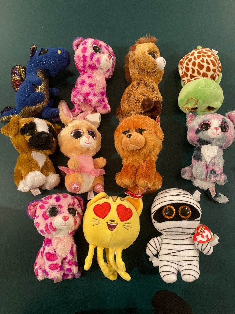 Ty beanie knuffels kat, konijn hond schildpad draak 11 stuks, Overige karakters, Overige typen, Ophalen of Verzenden, Zo goed als nieuw