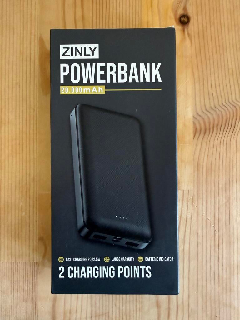 Zinly Powerbank 20.000mAh - Snel Opladen met 2 Poorten, Ophalen of Verzenden, Nieuw