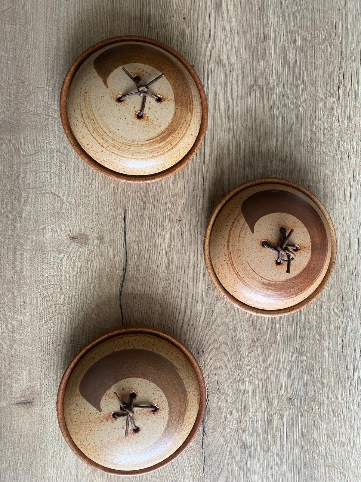3 vintage stoomschaaltjes met deksel – Japanse stijl – 17 cm, Ophalen of Verzenden