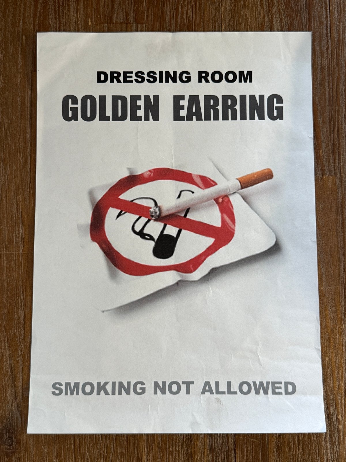 Golden Earring Dressing Room Poster - Verboden te roken (2), Verzamelen, Posters, Ophalen of Verzenden, A1 t/m A3, Muziek, Rechthoekig Staand