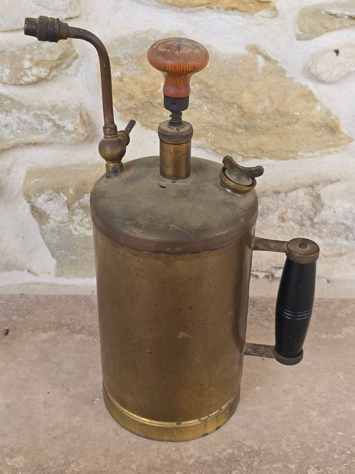 antieke messing of koperen drukspuit / plantenspuit €39, Ophalen of Verzenden, Koper
