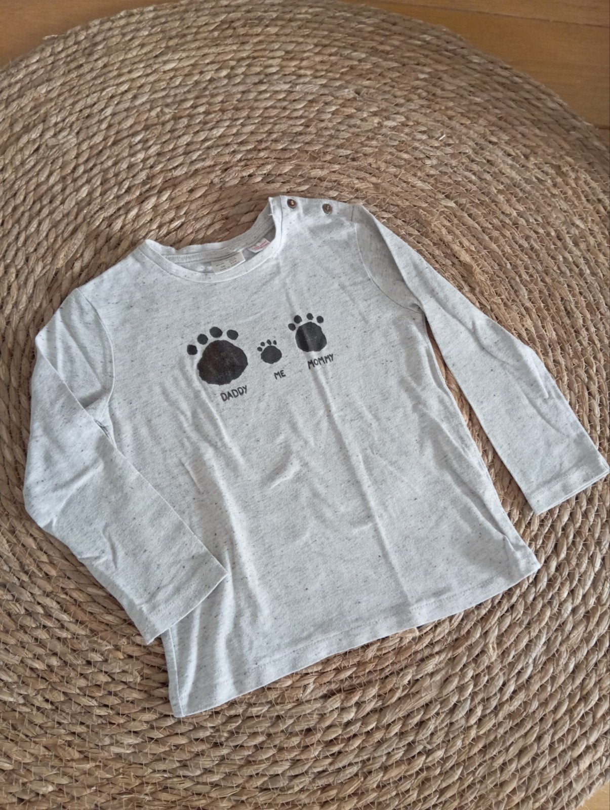 Zara shirt 'Daddy Me Mommy' met voetafdrukken, maat 104, Kinderen en Baby's, Kinderkleding | Maat 104, Ophalen of Verzenden, Zo goed als nieuw