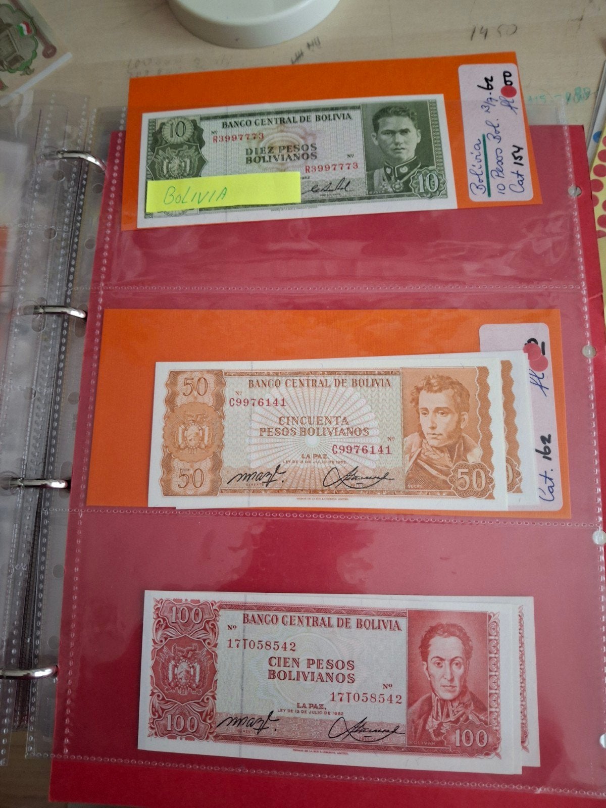 3 biljetten uit Bolivia: 10, 50 en 100 Pesos Bolivianos, Ophalen of Verzenden