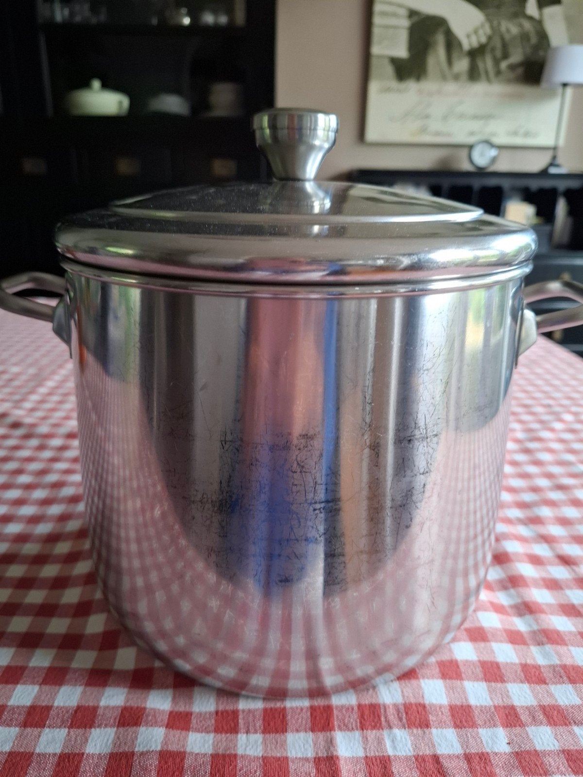 Zeer goede 7L RVS Kookpan - Hoogte 18cm, Diameter 21cm, Gebruikt, Ophalen of Verzenden, Rvs, Kookpan