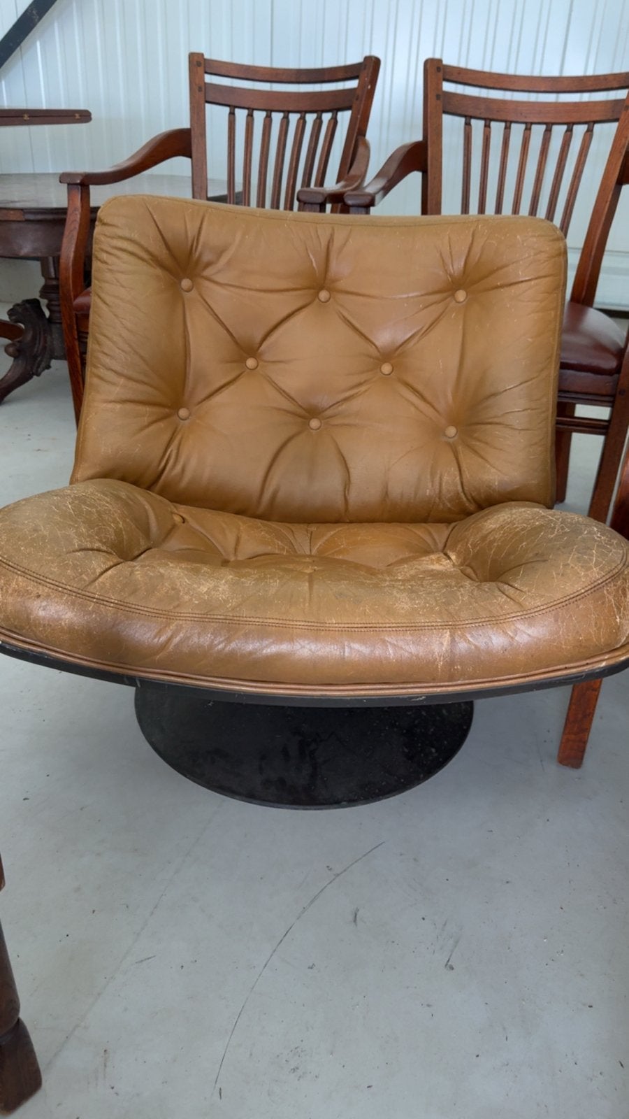 Vintage Leren Draaifauteuil Artifort, Gebruikt, Artifort, Vintage, Leer
