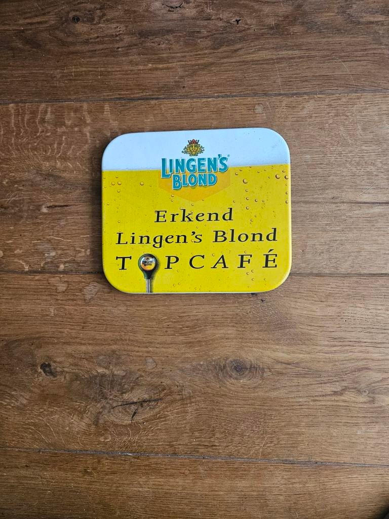 Emaille reclamebord Lingen's Blond - Erkend Topcafé, Ophalen of Verzenden