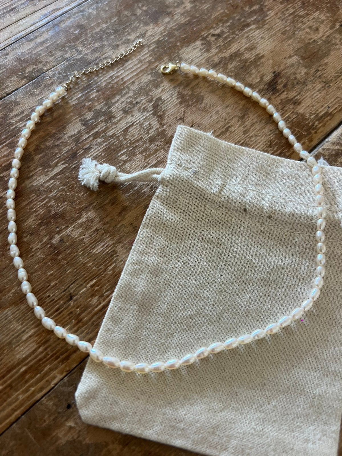 Zilveren 925 goud vergulde parelketting 42cm, Verzenden, Zo goed als nieuw, Goud, Zilver