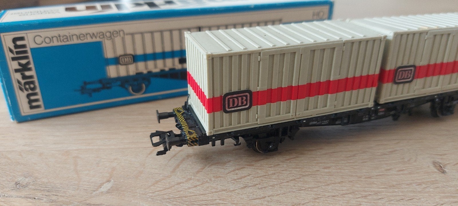 Märklin DB containerwagen+2 DB cont. artnr 4664 in ovp, Wisselstroom, Wagon, Ophalen of Verzenden, Zo goed als nieuw