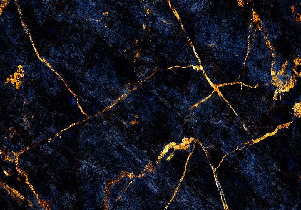 Marmer fotobehang blauw met goud, Fotobehang4you, Verzenden, Fotobehang, Blauw