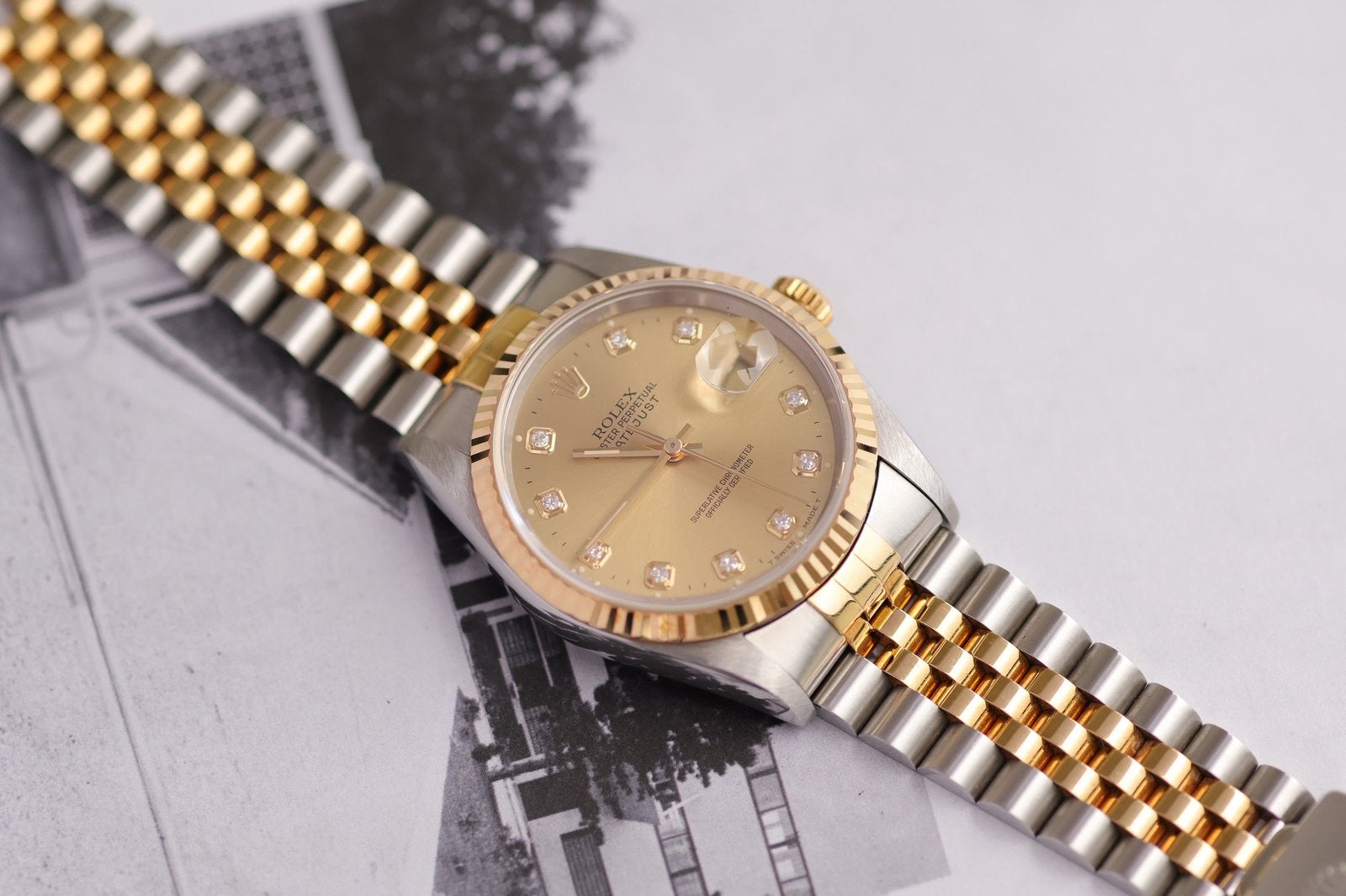Rolex Datejust 36 16233 Champagne Diamant Wijzerplaat 1994, Staal, Gebruikt, Rolex, Polshorloge
