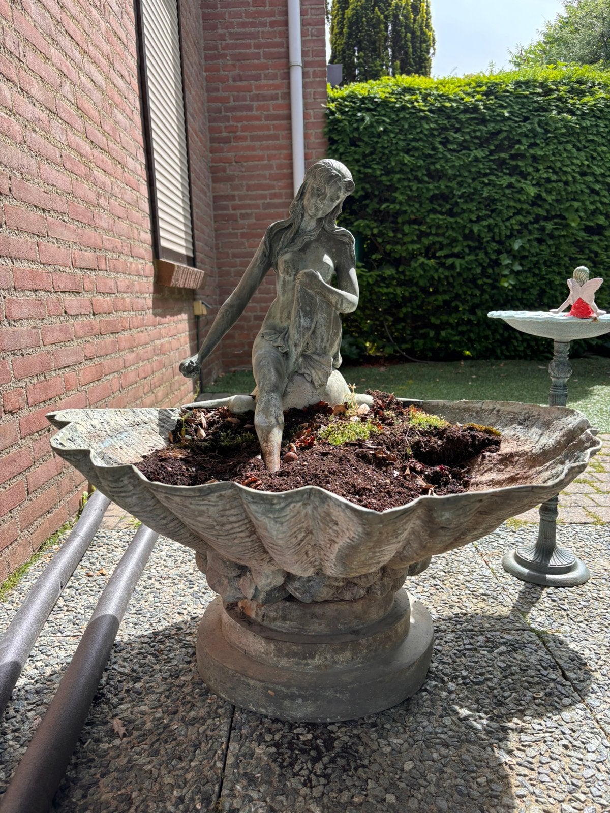 Zwaar bronzen beeld met schaal ca. 60 cm massief brons, Ophalen, Gebruikt
