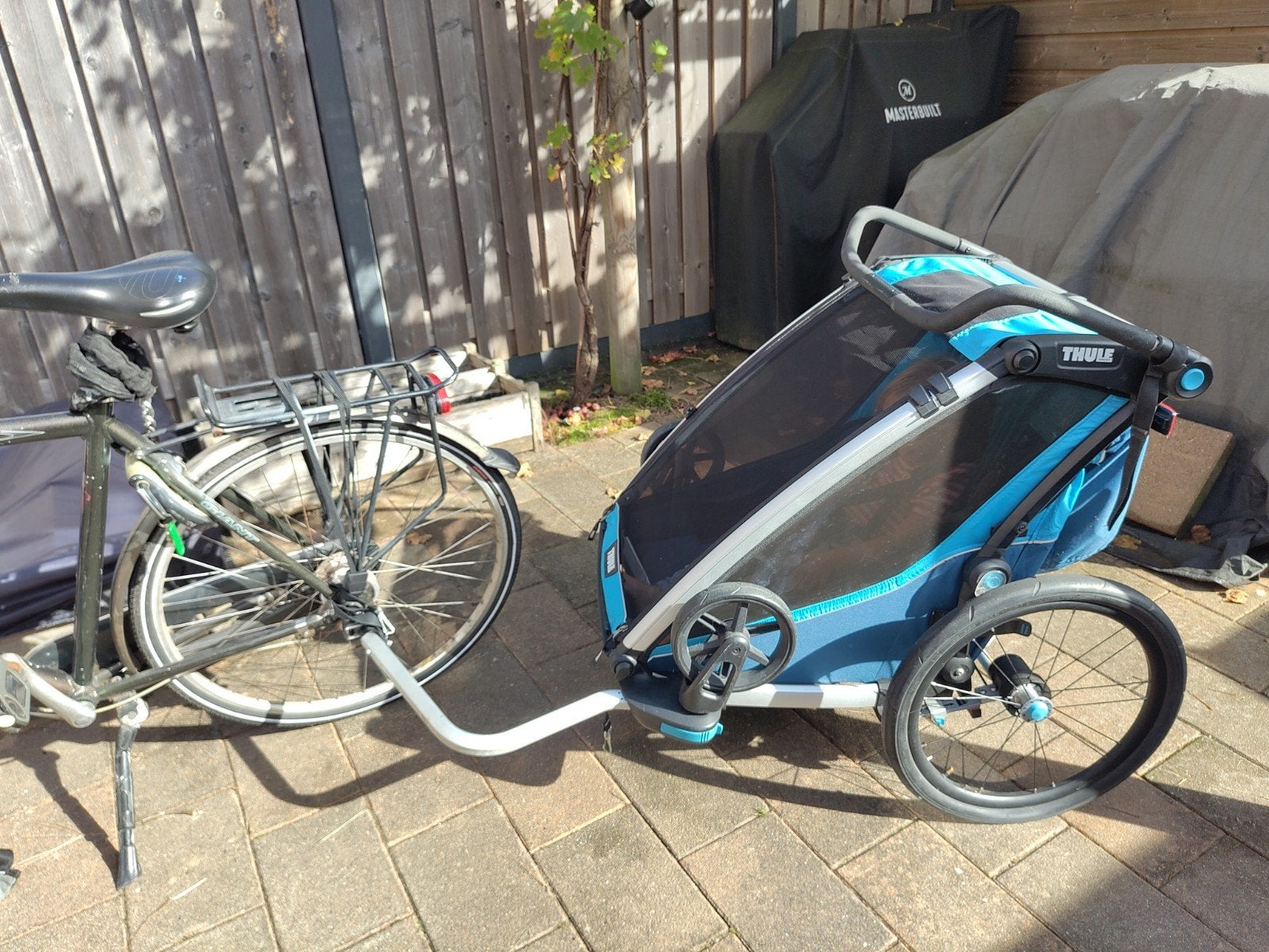Opvouwbare fietskar Thule Chariot Cross 2, Ophalen, Vering, Zo goed als nieuw, 40 tot 60 kg