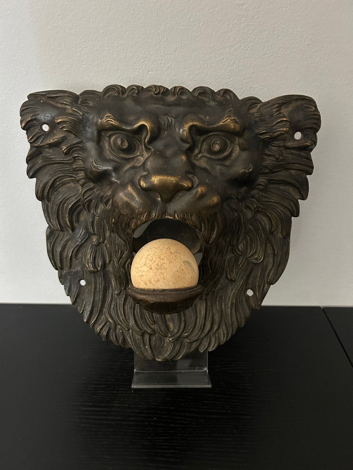 Bronzen biljart ballenvanger in leeuwenkop design, Ophalen of Verzenden, Brons