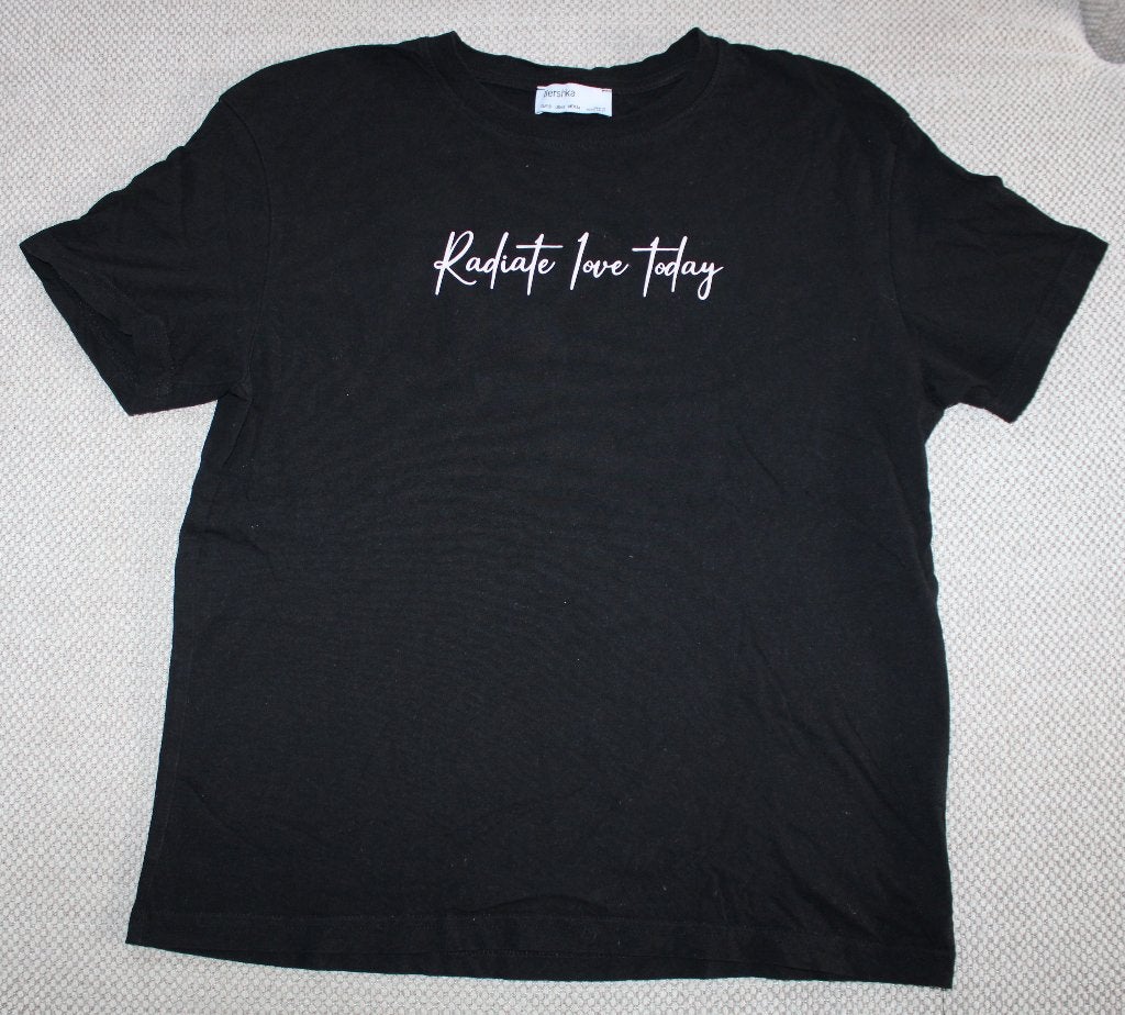 T-shirt van Bershka maat S, Zwart, Korte mouw, Maat 36 (S), Gedragen
