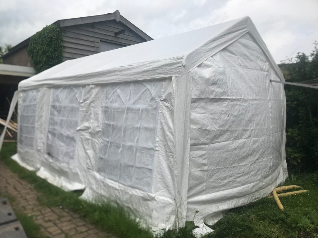 Schuurtent Partytent 6 x 3 meter met houten vloer, Ophalen, Gebruikt, Partytent, Minder dan 4 meter
