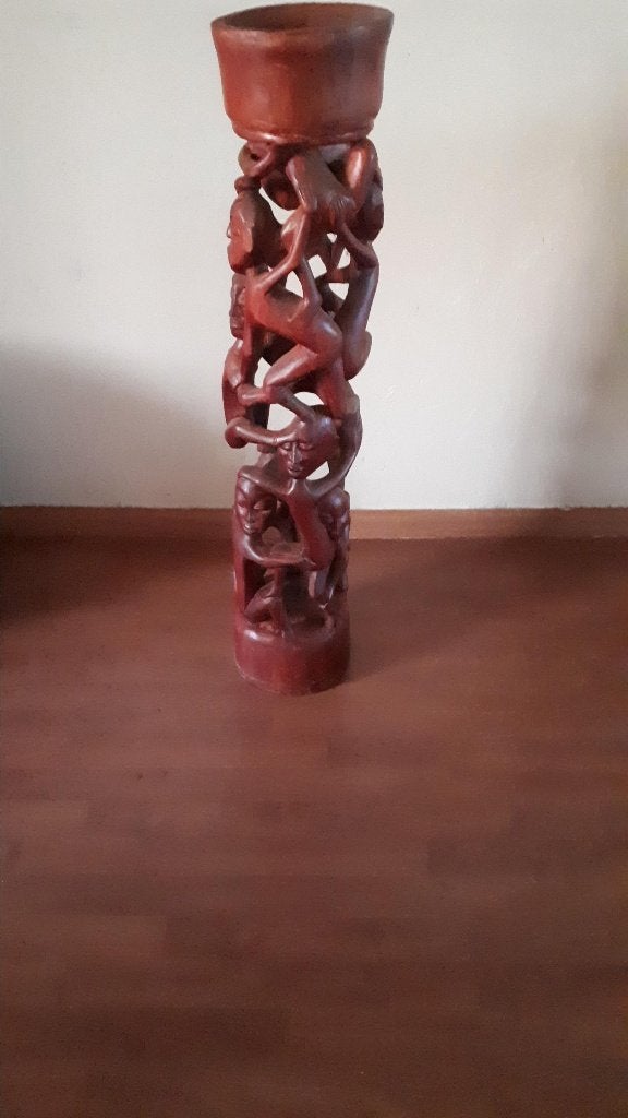Uitgesneden poppen uit boomstam, Rood, Ophalen of Verzenden, Houtsnijwerk, Hout