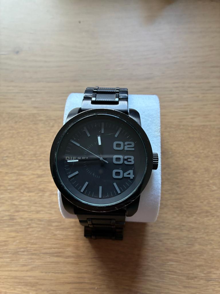 Diesel horloge - Zwart stalen polshorloge, Gebruikt, Staal, Polshorloge, Ophalen