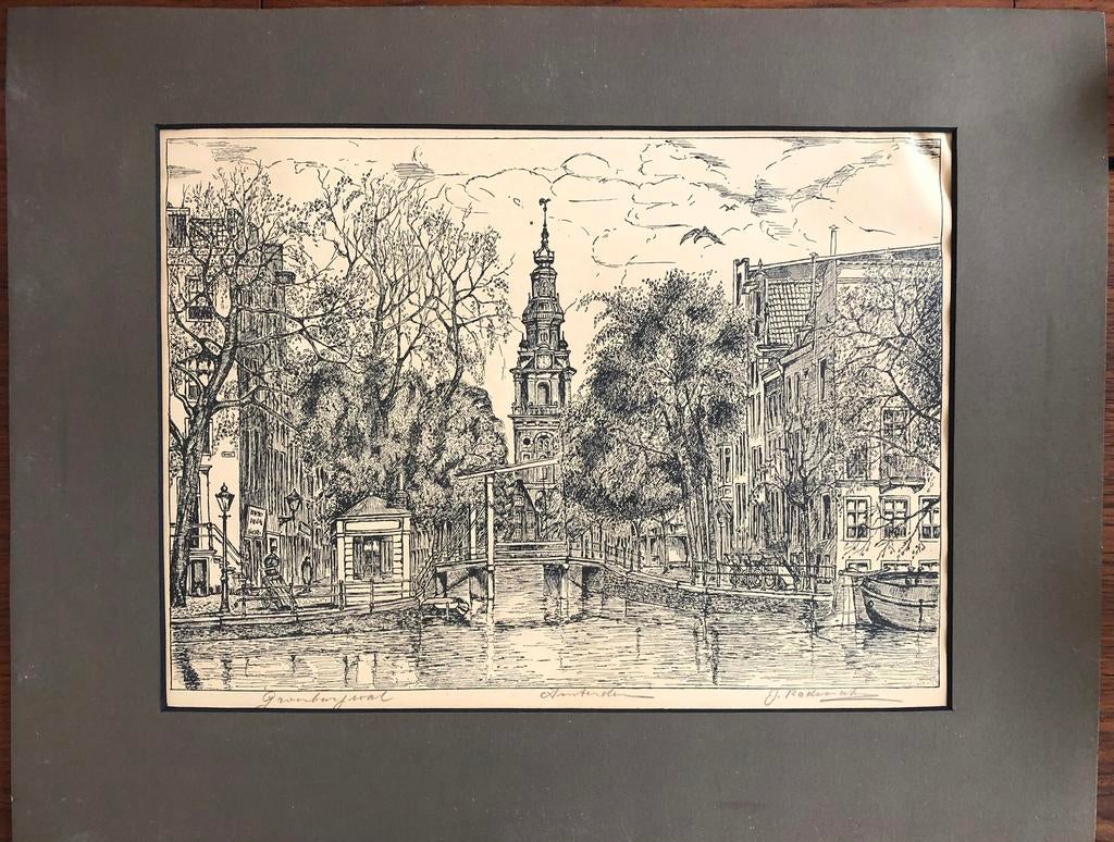 Tekening: Amsterdam, Groenburgwal, Ophalen of Verzenden