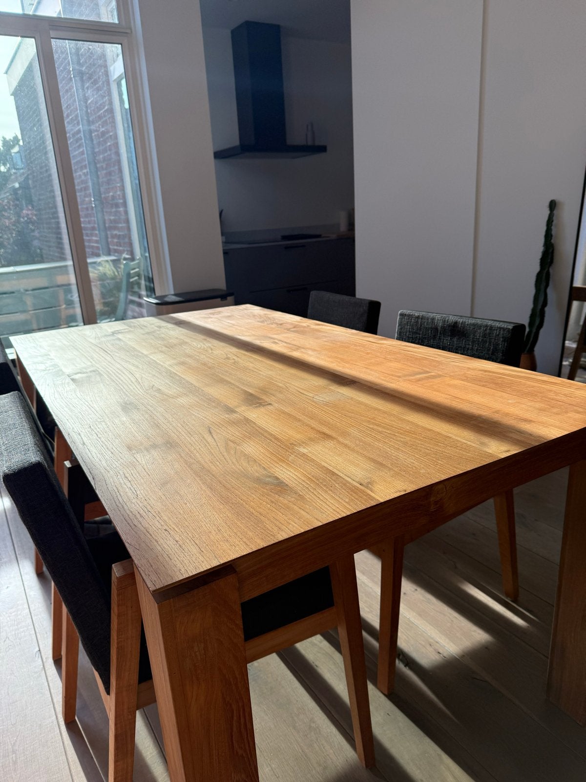 Ethnicraft Slice uitschuifbare eettafel (teak hout), Ophalen, Gebruikt, 100 tot 150 cm, Teakhout