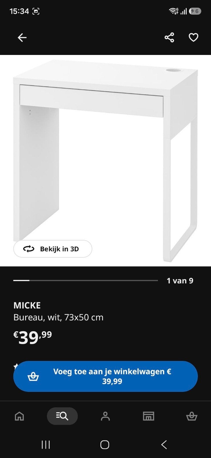 Ikea bureau Micke., Ophalen, Zo goed als nieuw, 50 tot 100 cm, Minder dan 100 cm