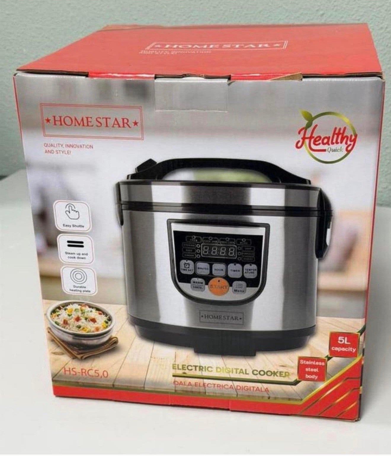 Homestar HS-RC5.0 Digitale Multicooker – 5L – RVS – Nieuw, P, P, Nieuw, Ophalen of Verzenden
