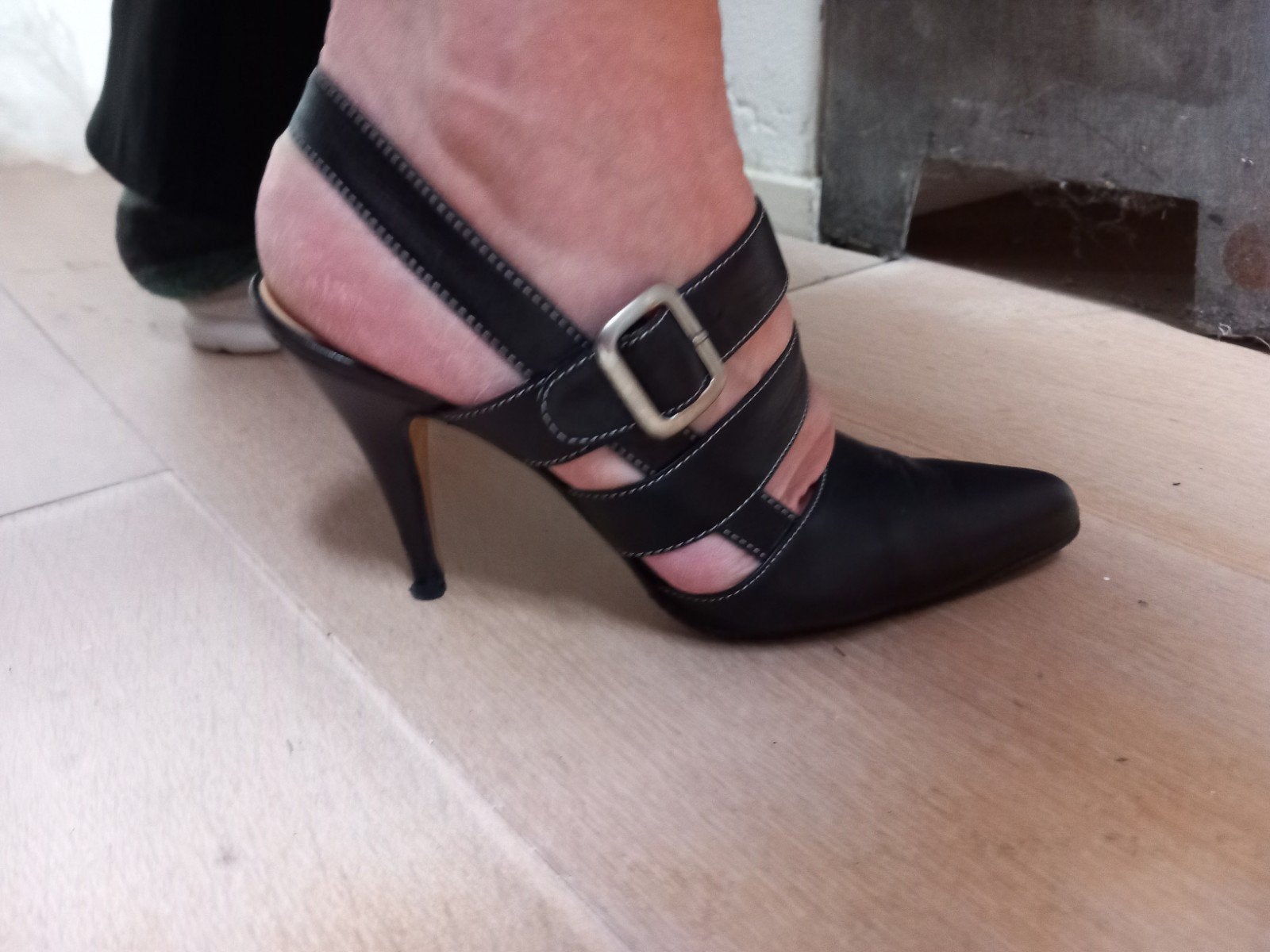 Leren slingback pump maat 37, Ophalen of Verzenden, Zo goed als nieuw, Zwart