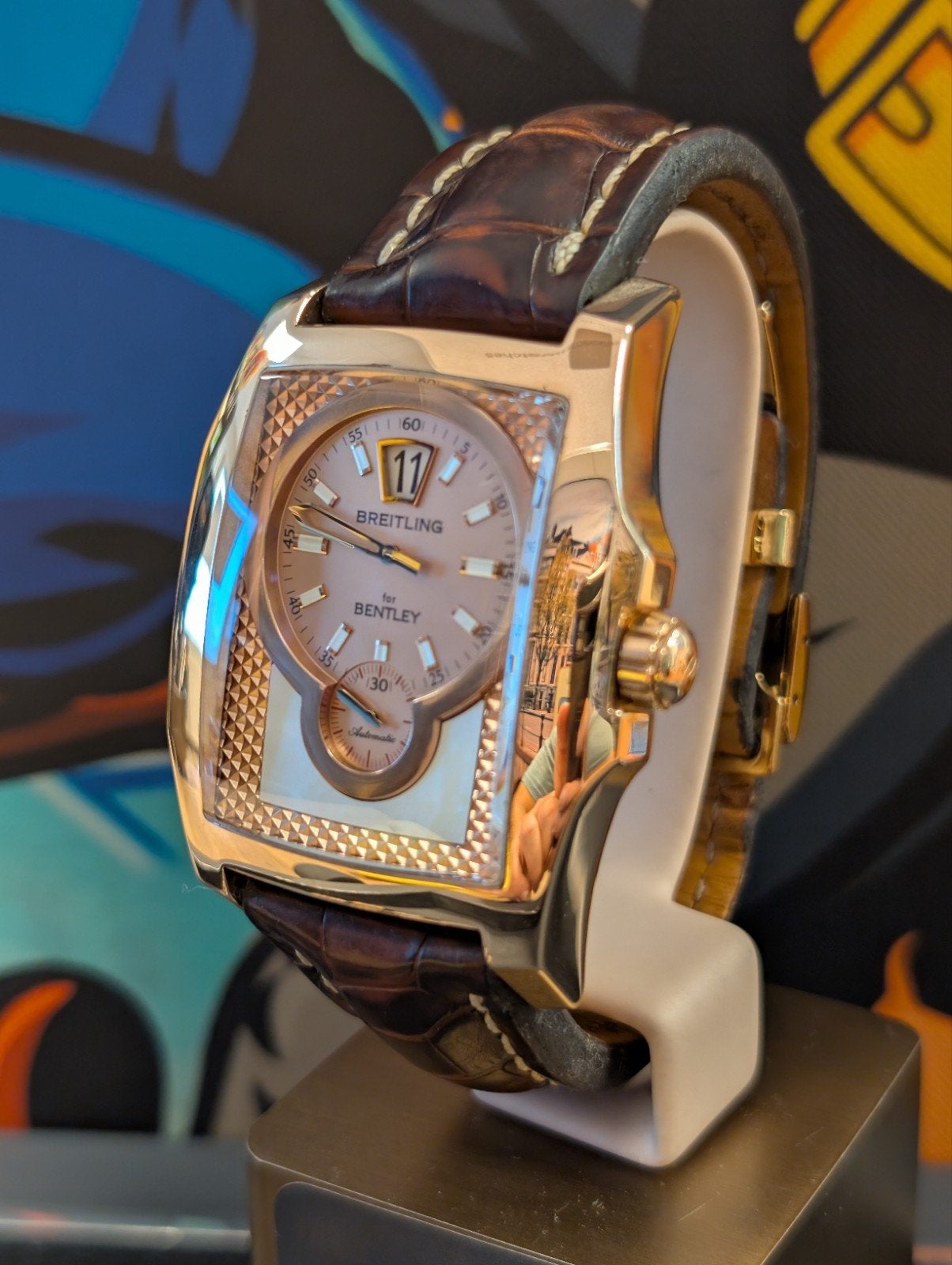 Breitling Bentley Flying B 18k Goud Jumping Hour complicatie, Ophalen of Verzenden, Zo goed als nieuw, Breitling