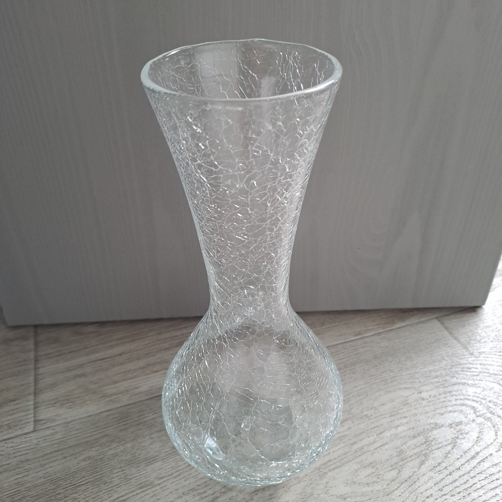Glazen vaas craquelé structuur 24.5 cm, Ophalen, Zo goed als nieuw, Glas, 24 cm