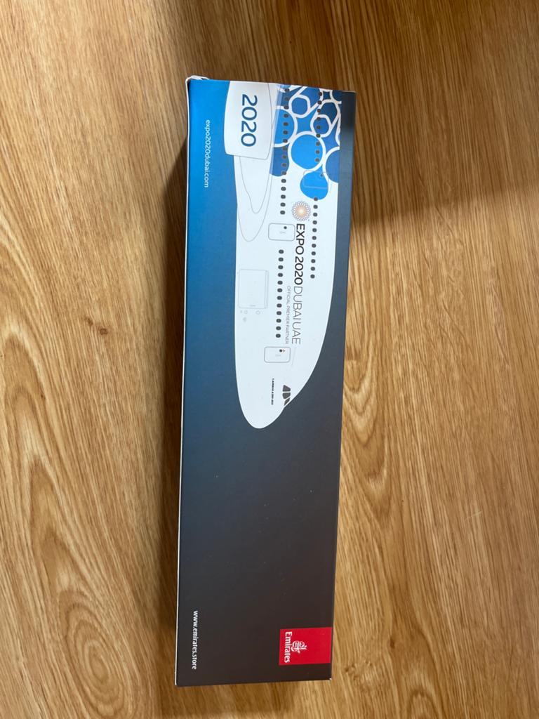 Emirates Airbus A380-800 Expo 2020 Dubai modelvliegtuig, Overige merken, 1:200 of kleiner, Ophalen of Verzenden, Zo goed als nieuw