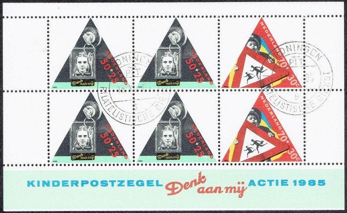 Nederland 1985, kinderzegels, velletje., Postzegels en Munten, Verzenden, Na 1940, Gestempeld