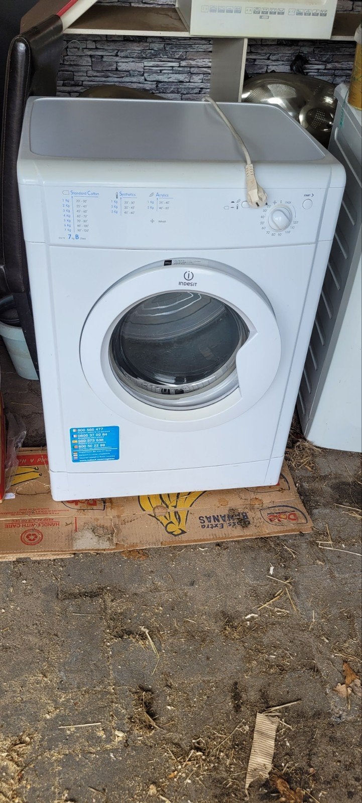 Indesit IDV 75 Droger - 7kg Capaciteit, Ophalen, Gebruikt, Voorlader, 85 tot 90 cm