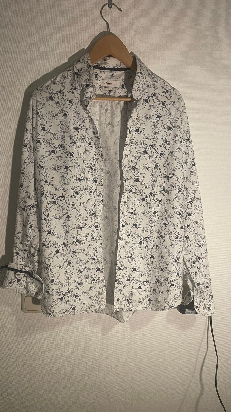 Marnelli Sartoria overhemd met bloemenprint, Kleding | Heren, Ophalen of Verzenden, Zo goed als nieuw, Wit, Halswijdte 41/42 (L)
