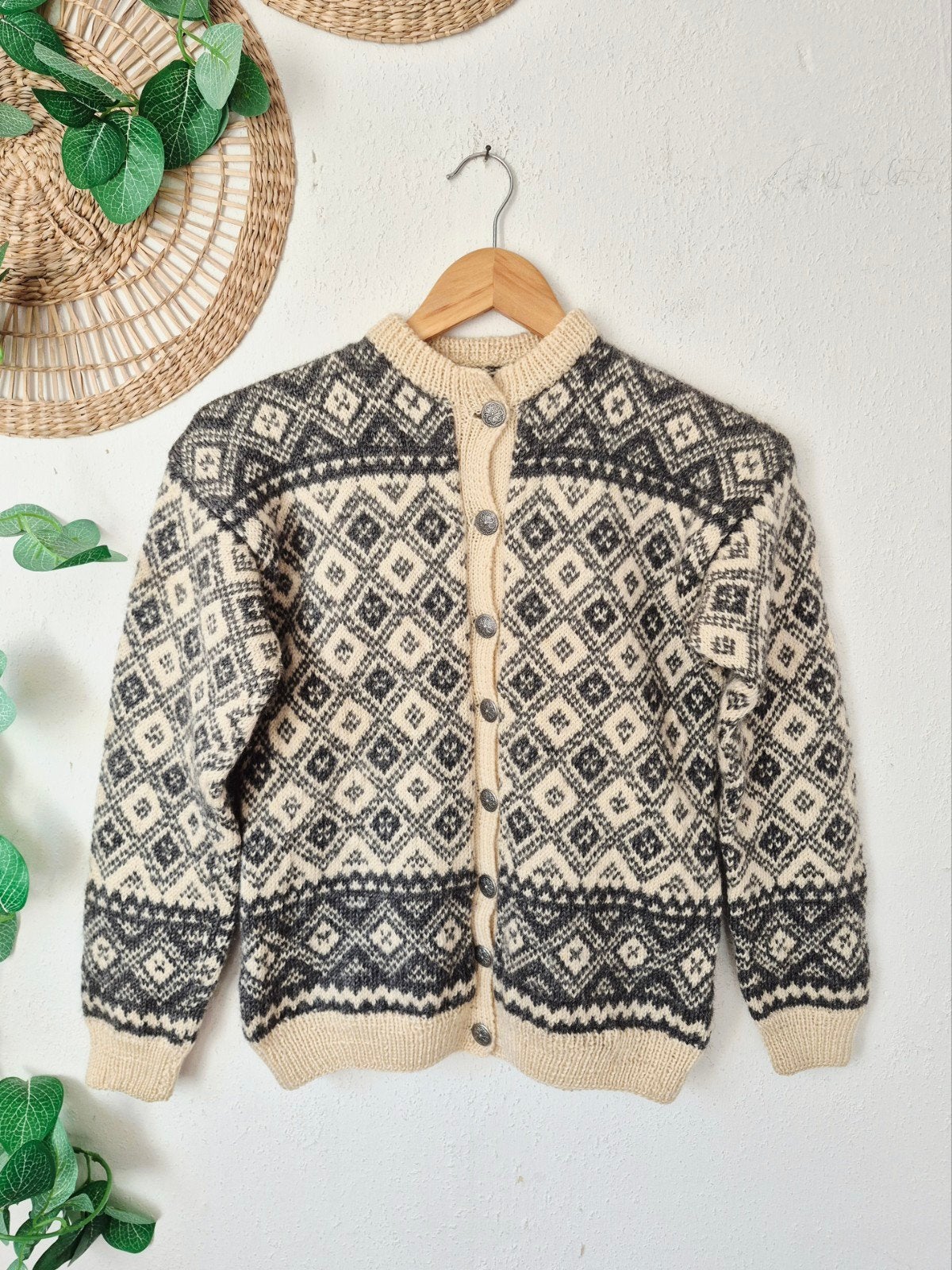 Vintage handgebreid Noors wollen vest XS/S, Kleding | Dames, Handgebreid Noorwegen, Ophalen of Verzenden, Zo goed als nieuw, Maat 36 (S)