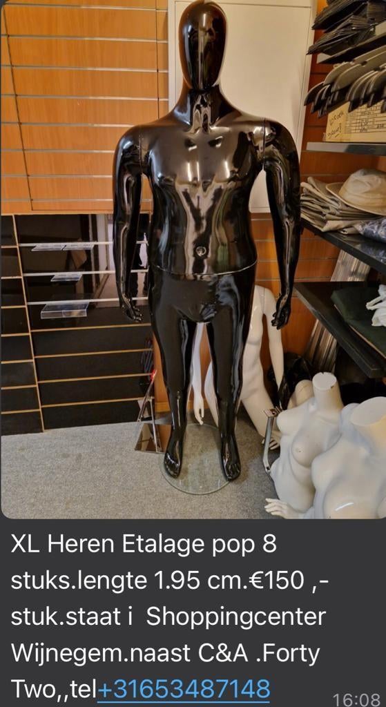 Etalage poppen Heren 4XL, Hoogglans,6 stuks,, Verzamelen, Poppen, Ophalen of Verzenden, Gebruikt, Pop
