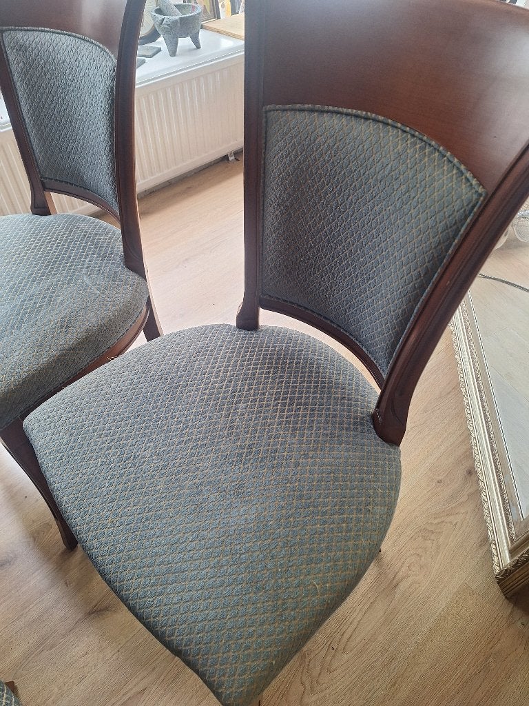 Eetkamer stoelen, Gebruikt, Blauw, Vier, Hout