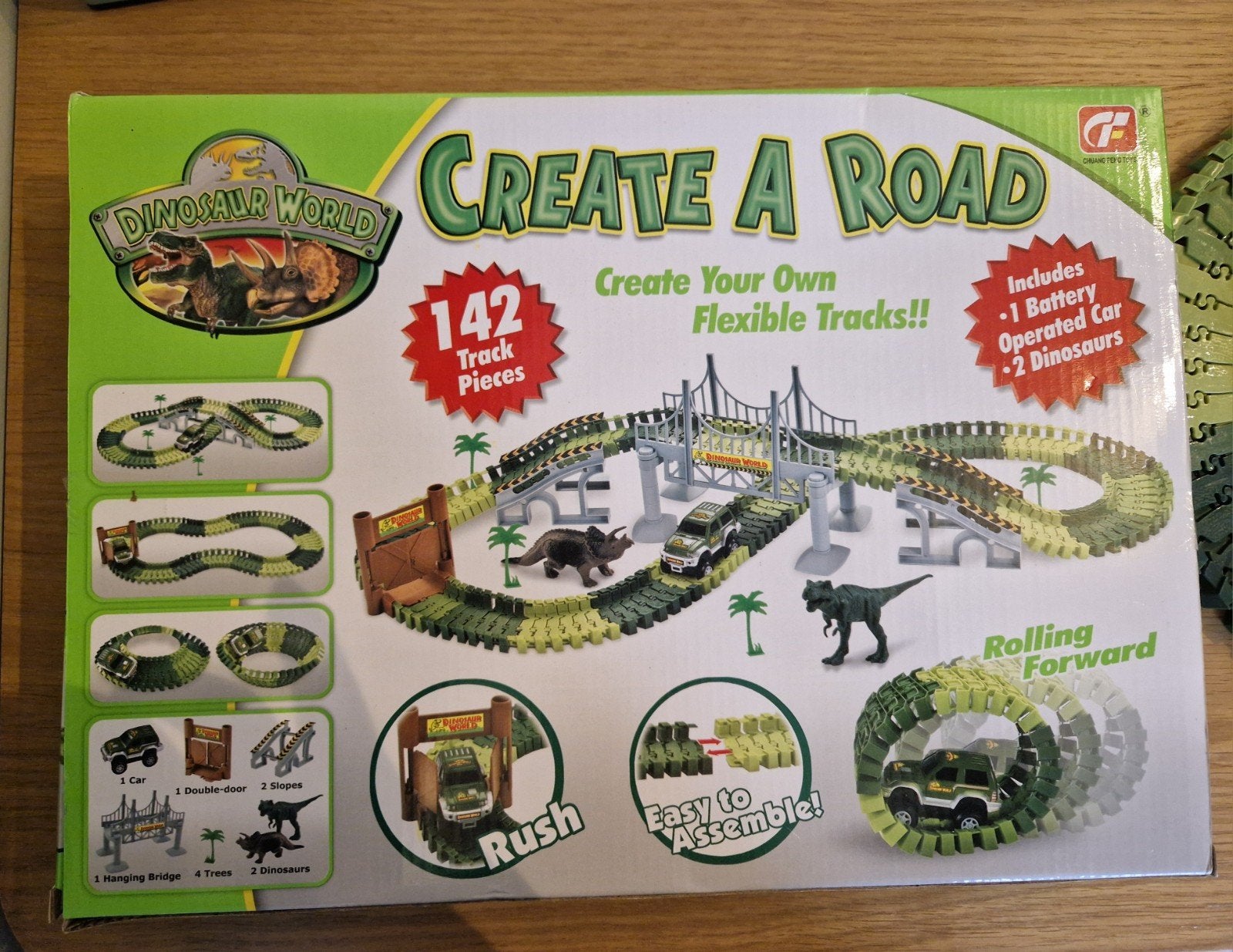 Dinosaur World Create A Road Racebaan met 142 onderdelen, Overige merken, Racebaan, Zelf te bouwen, Ophalen of Verzenden