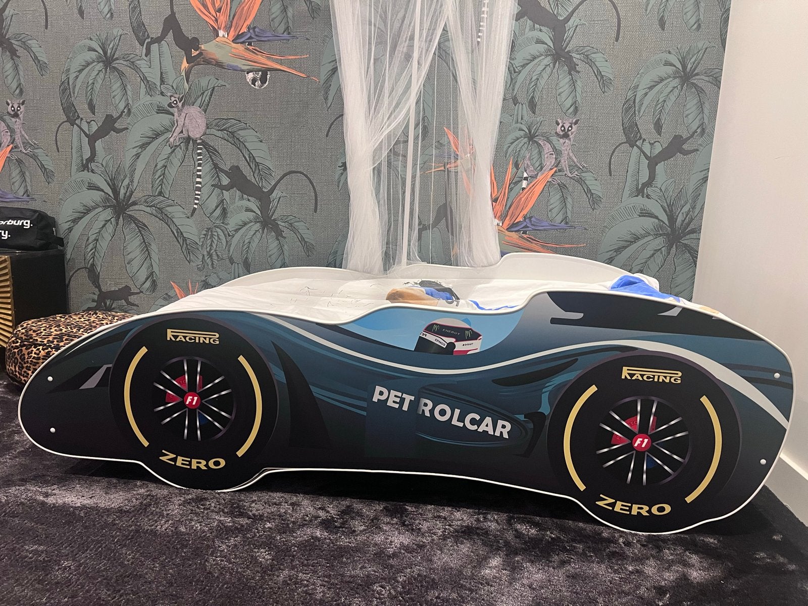 Kinderbed raceauto - Stoer en comfortabel!, Ophalen, Overige materialen, Gebruikt, 90 cm