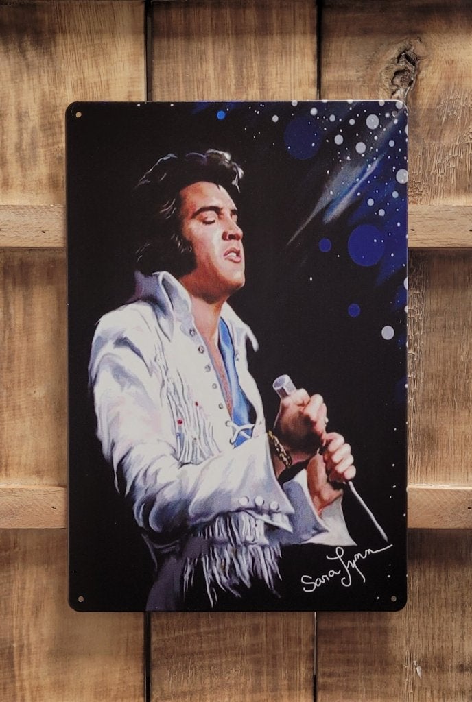 Elvis Presley wit pak reclamebord van metaal wandbord deco, Info@deconoord.nl, Deco Noord, Nieuw, Ophalen of Verzenden