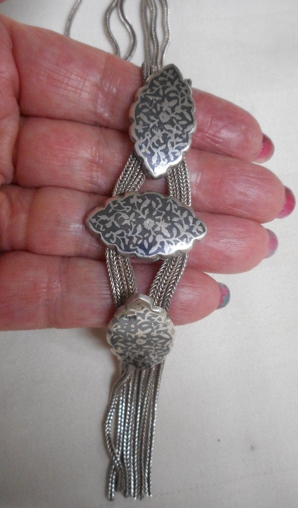 Zilveren antiek Ottomaans collier met niello nr.955, Sieraden, Tassen en Uiterlijk, Antieke sieraden, Verzenden, Zilver, Ketting