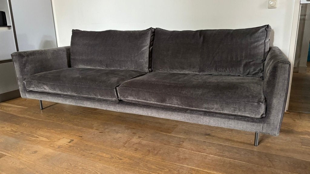 Linteloo Malibu 3-zits bank – Luxe antraciet velours, Ophalen, Luxe / design / grote kussens, Driepersoons, 75 tot 100 cm
