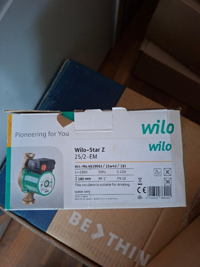 WILO STAR-Z 25/2-EM circulatiepomp NIEUW!, Ophalen of Verzenden, Nieuw, Koper, Overige typen