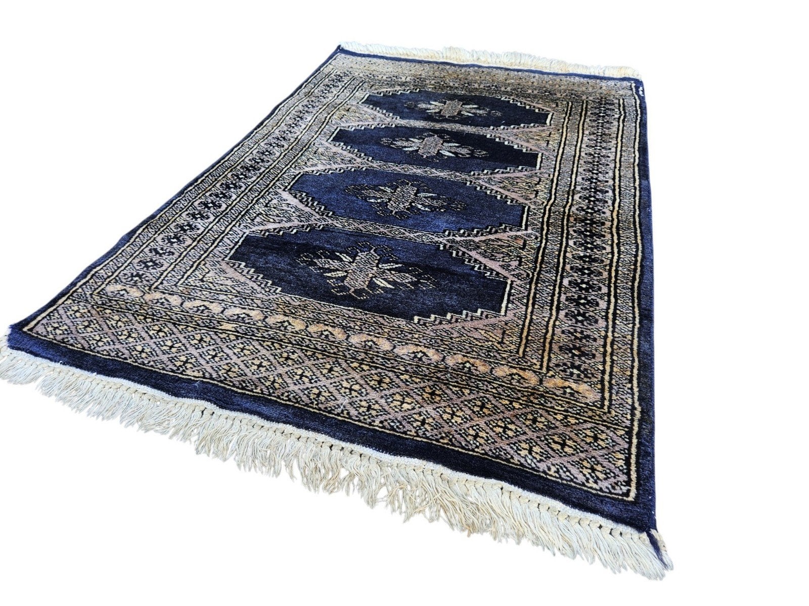 Prachtig handgeknoopt Oosters tapijt, Huis en Inrichting, Gebruikt, 50 tot 100 cm, Blauw, Rechthoekig