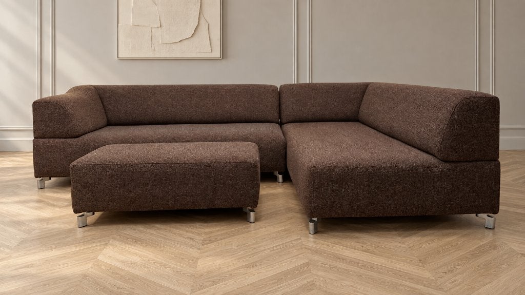 NIEUW Leolux Faya Lobi Hoekbank + Hocker Ploegwol + GARANTIE, Hoekbank, Www.designplaats.nl, B&B Italia, Vierpersoons of meer