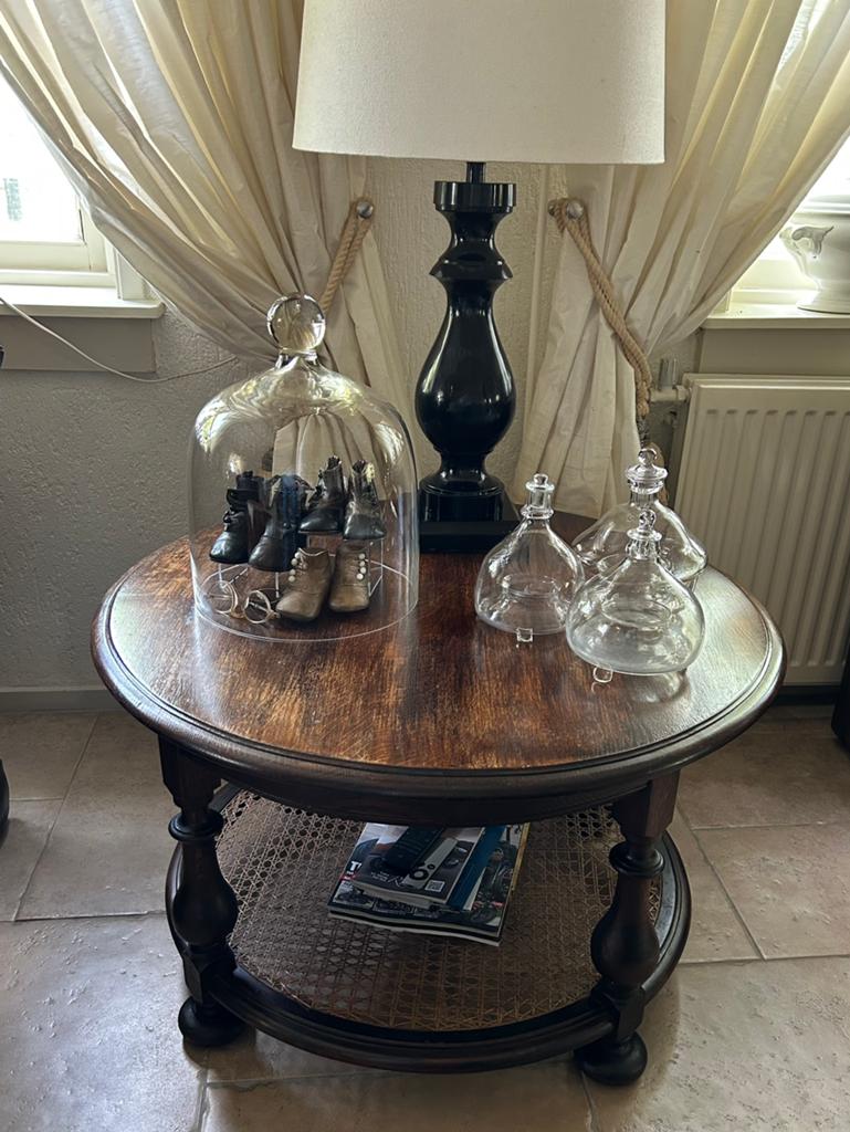 Antieke ronde salontafel/bijzettafel 84cm, Antiek en Kunst, Ophalen