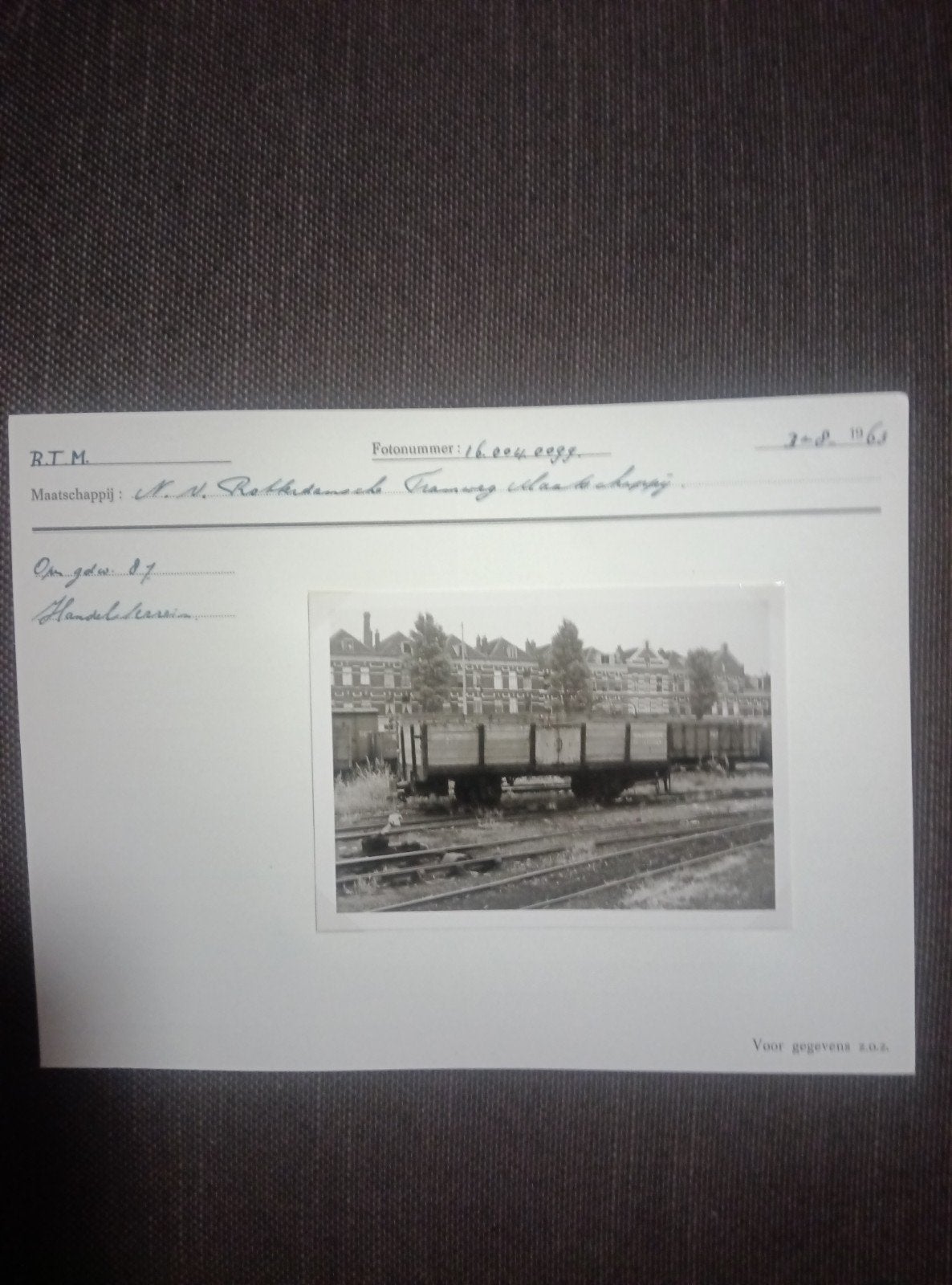 foto R.T.M. Rotterdamse Tramweg Maatschappij, Verzamelen, Ophalen of Verzenden, Trein, Kaart of Prent